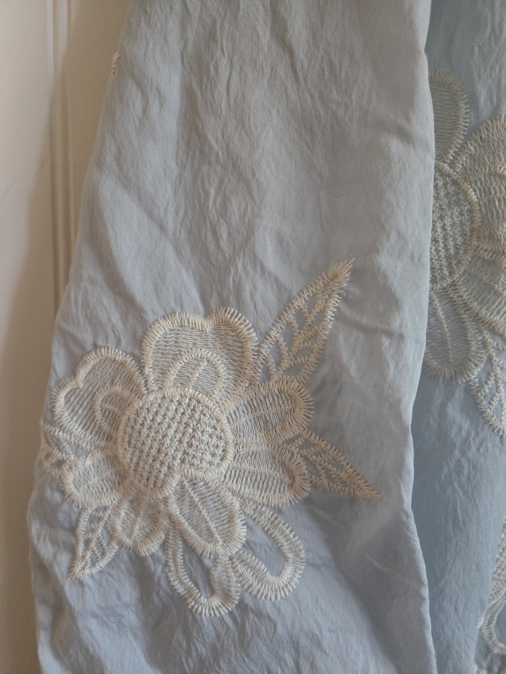 POL Light Blue Floral And Lace Embroidered Collar Button-Up Tunic - Picture 4 of 13